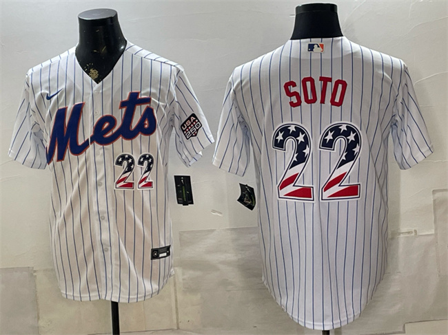 Men's New York Mets #22 Juan Soto White USA 250 Fourth of July Home Stitched Baseball Jersey Men's New York Mets #22 Juan Soto White USA 250 Fourth of July Home Stitched Baseball Jersey